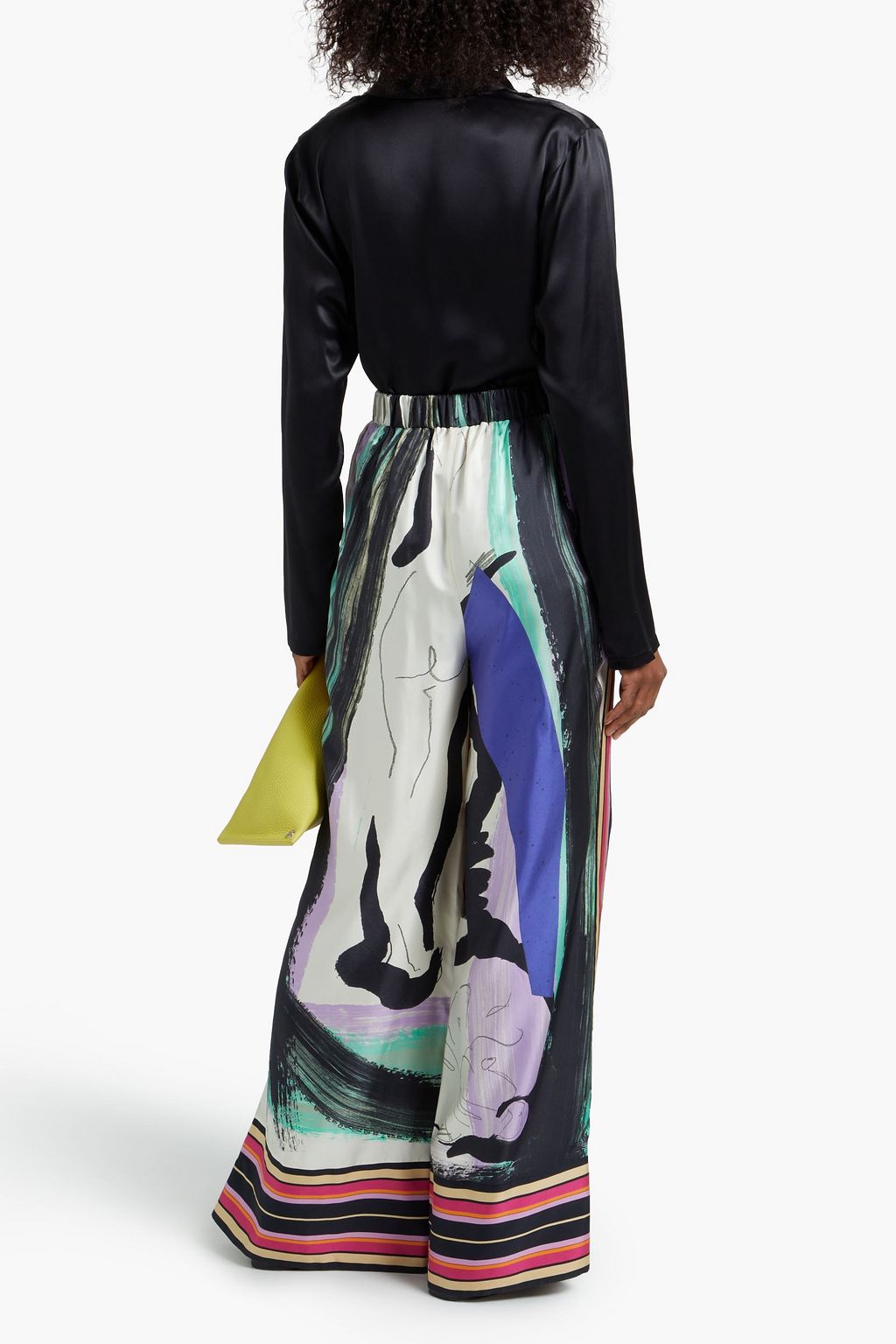 ROKSANDA Printed silk satin-twill wide-leg pants