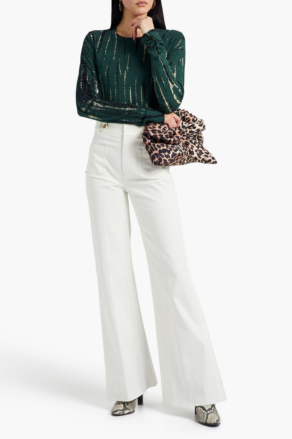 REDVALENTINO Cotton-blend twill flared pants