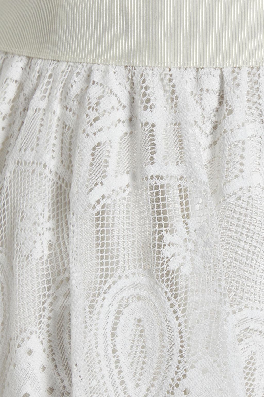 REDVALENTINO Gathered crocheted lace midi skirt