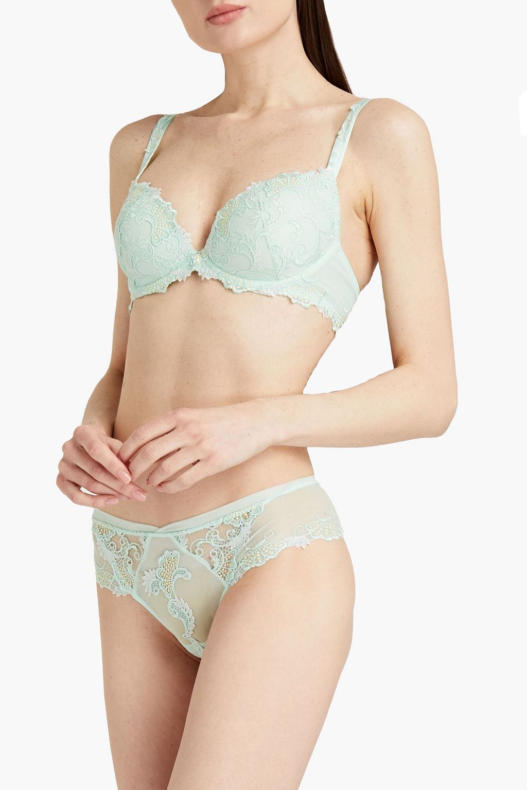 LISE CHARMEL Dressing Floral embroidered satin and stretch-tulle underwired push-up bra