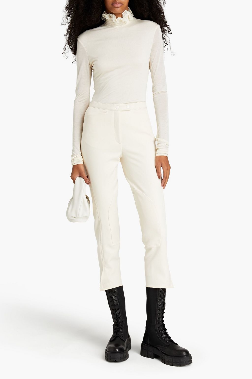 PHILOSOPHY DI LORENZO SERAFINI Ruffled organza-trimmed modal turtleneck top