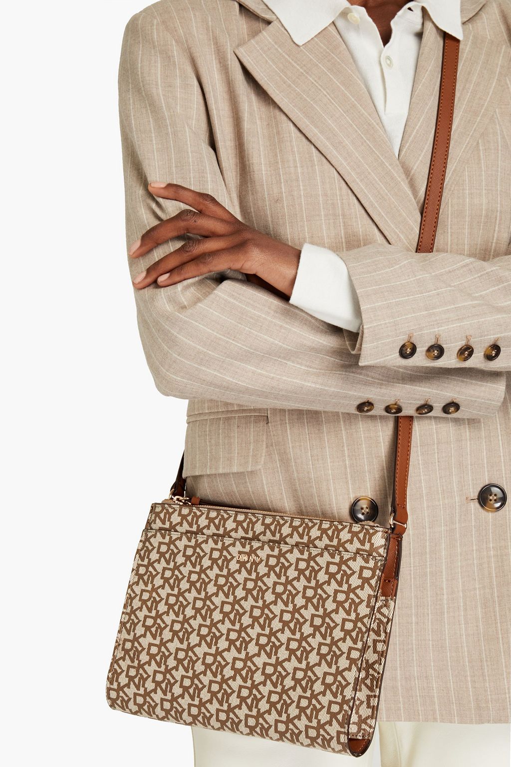 DKNY Bryant Park monogramprint faux texturedleather shoulder bag