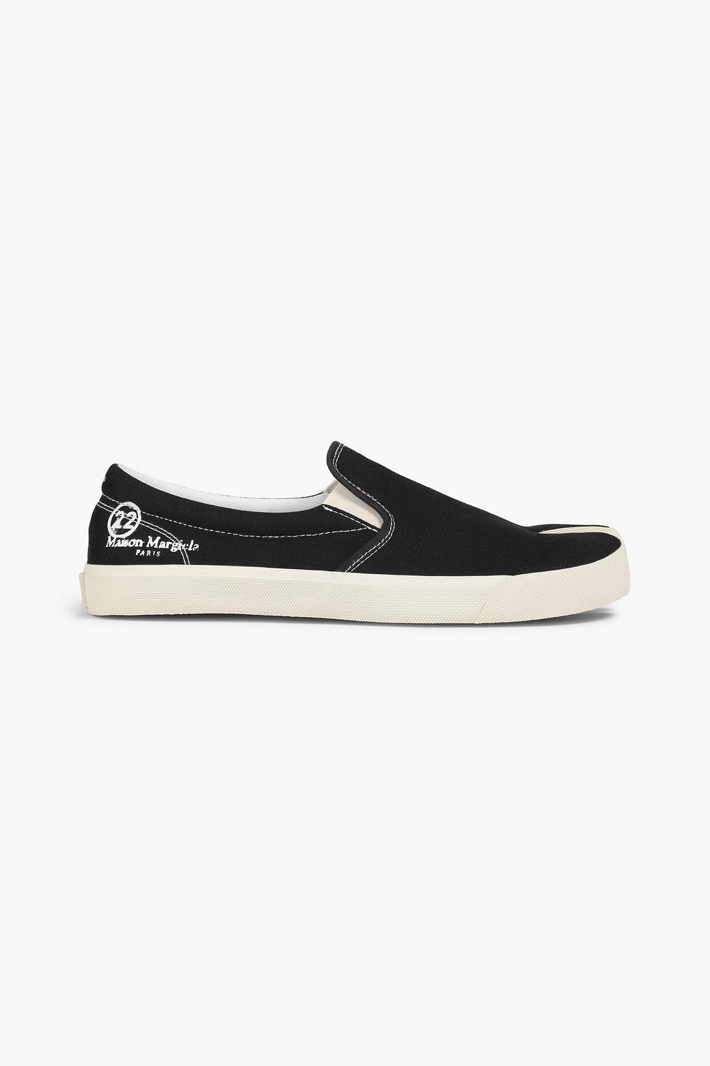 MAISON MARGIELA Tabi split-toe logo-print canvas slip-on sneakers | THE ...