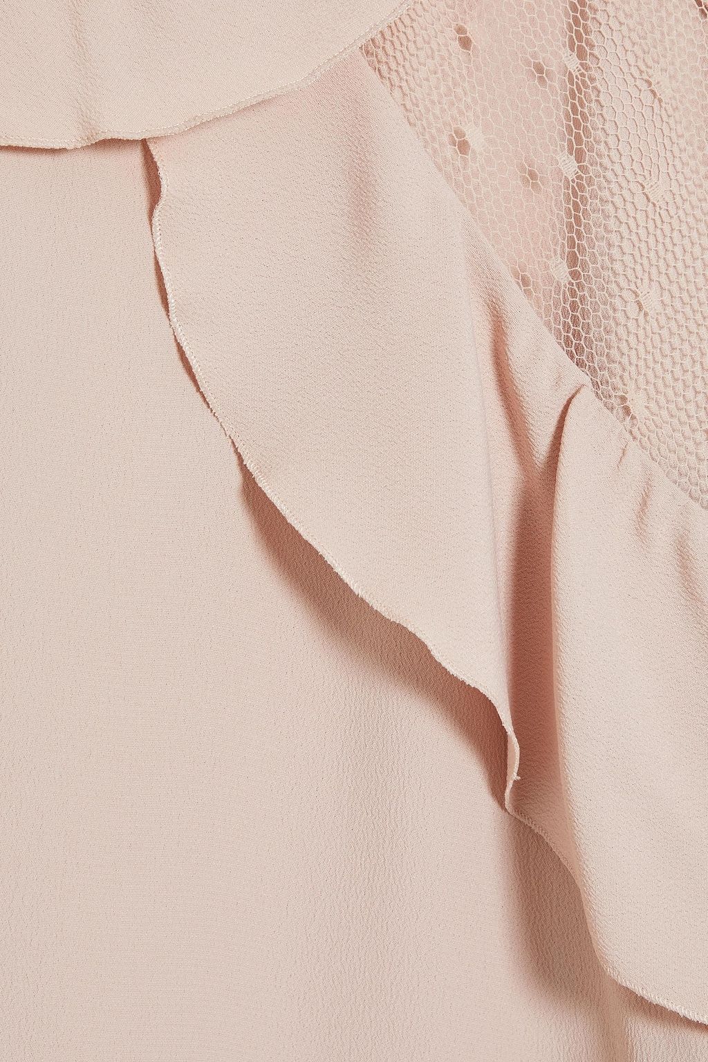 REDVALENTINO Ruffled point d'esprit-paneled crepe top