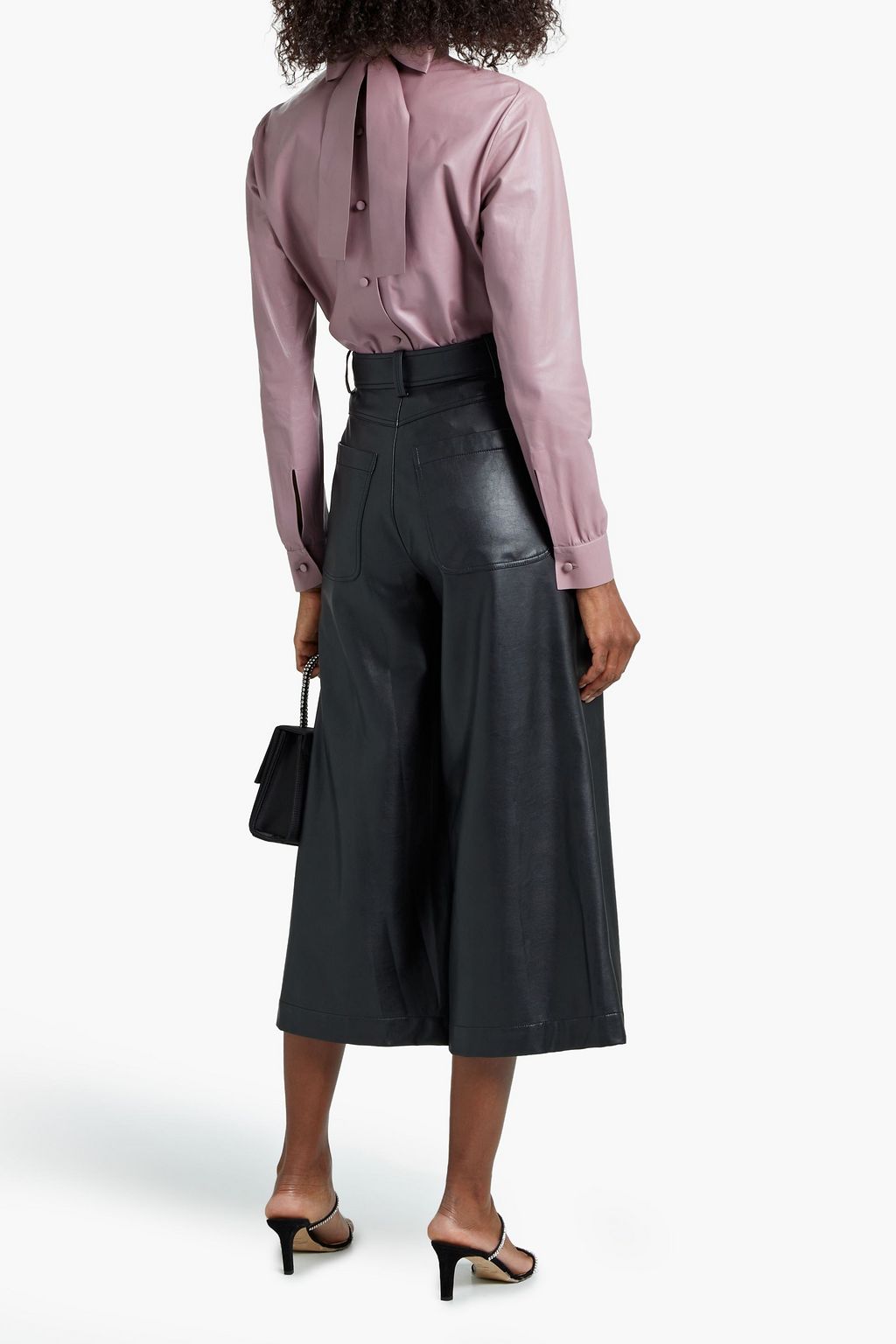 VALENTINO GARAVANI Tie-neck leather top