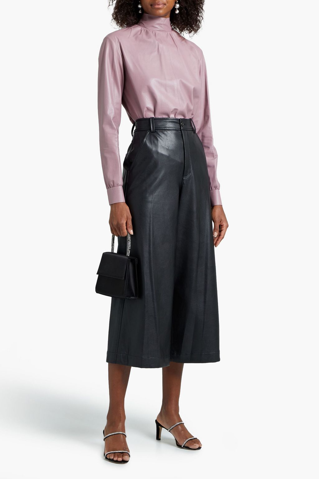 VALENTINO GARAVANI Tie-neck leather top