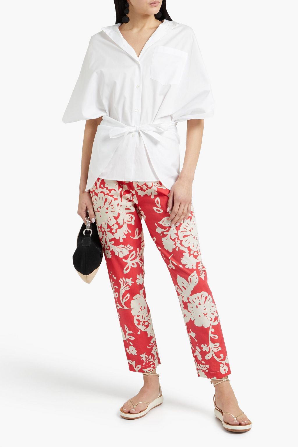 REDVALENTINO Karottenhose aus Baumwollpopeline mit floralem Print
