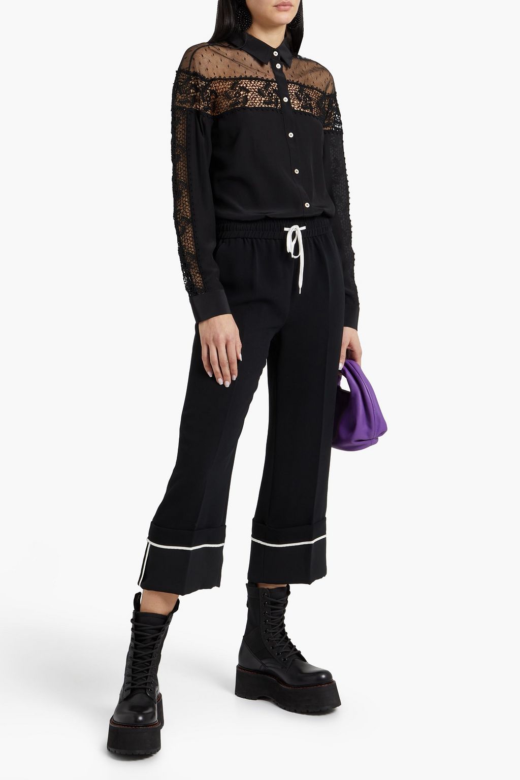 REDVALENTINO Cropped crepe straight-leg pants