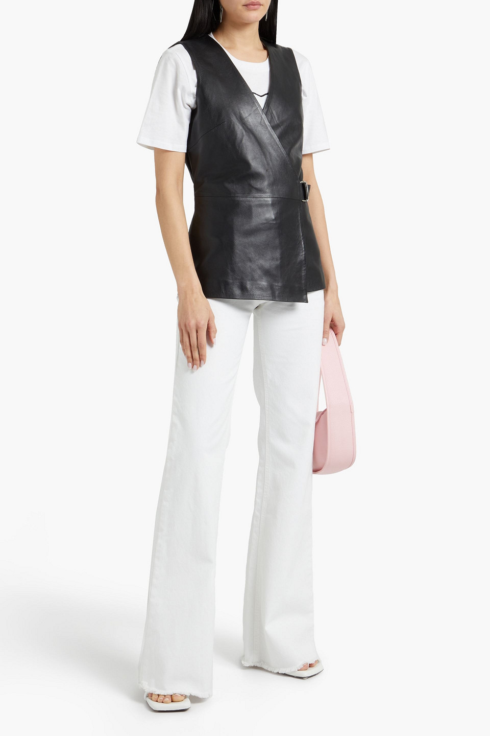Red Valentino Frayed Appliquéd High-rise Flared Jeans In White