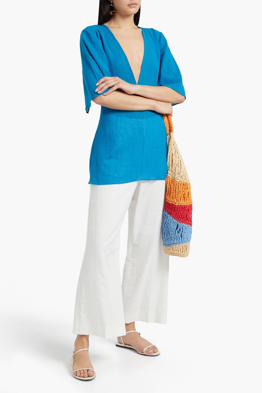 VIX PAULA HERMANNY Malia crochet-trimmed cotton-gauze top