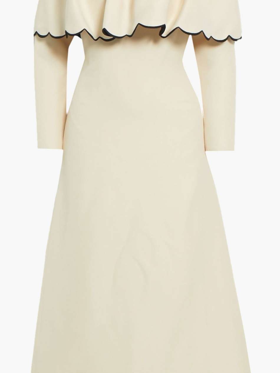 off-the-shoulder silk and wool-blend maxi dress