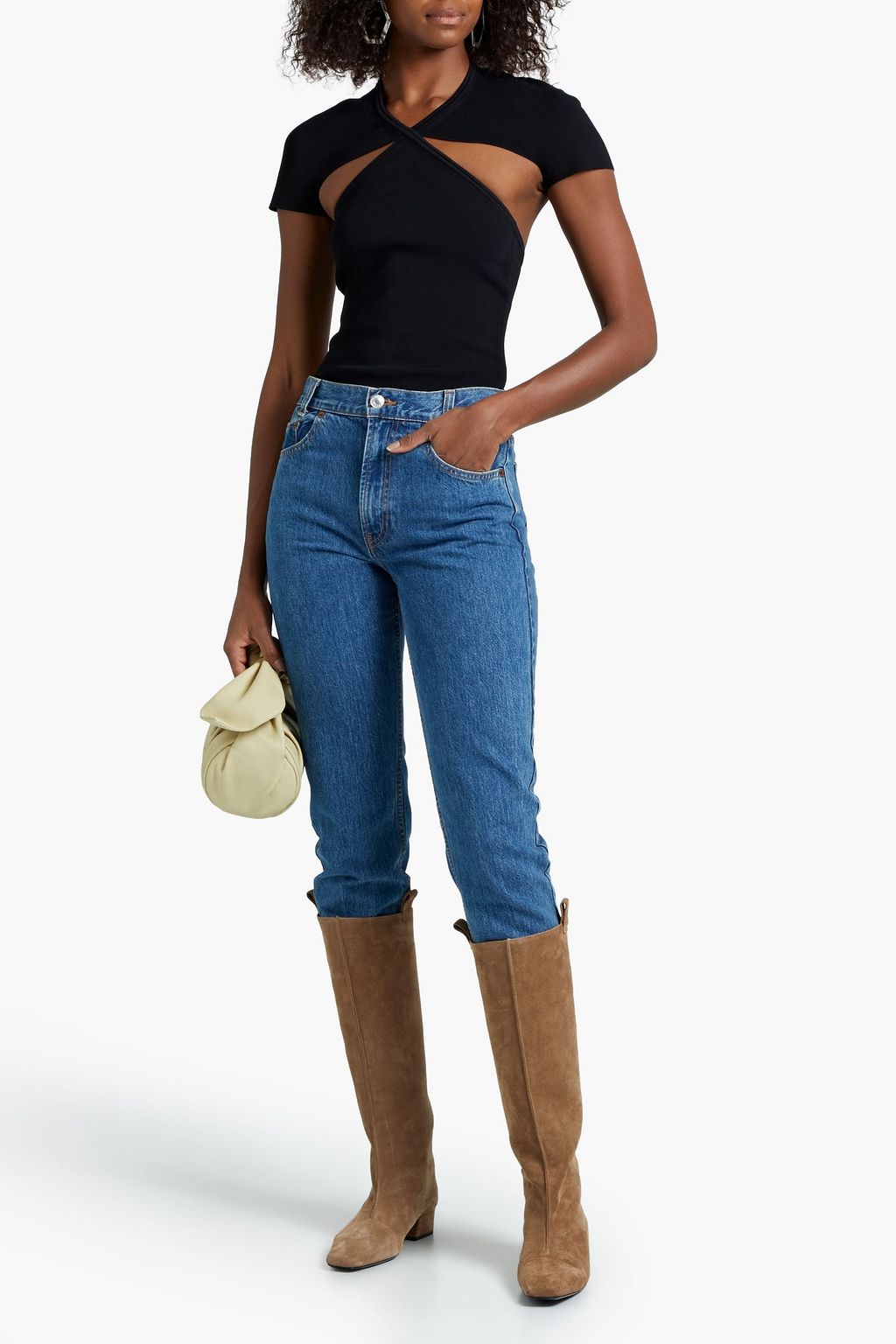 KHAITE Vita cutout ribbed-knit bodysuit