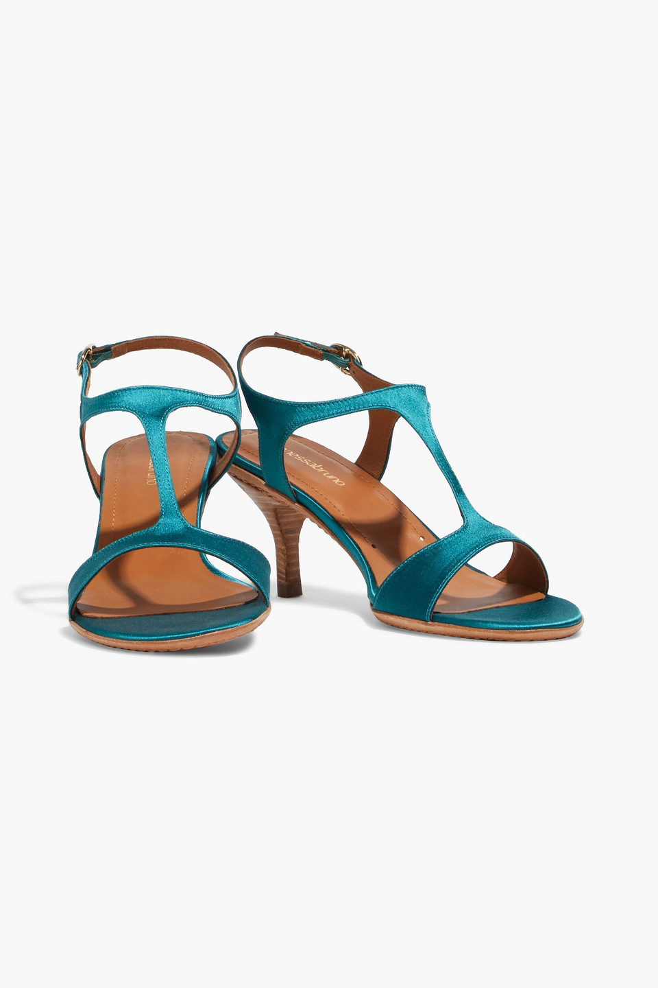 Vanessa Bruno Talon Satin Sandals In Teal