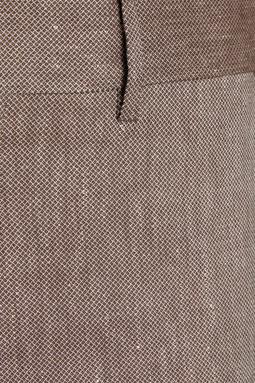 PESERICO Tapered wool and linen-blend piqué suit pants