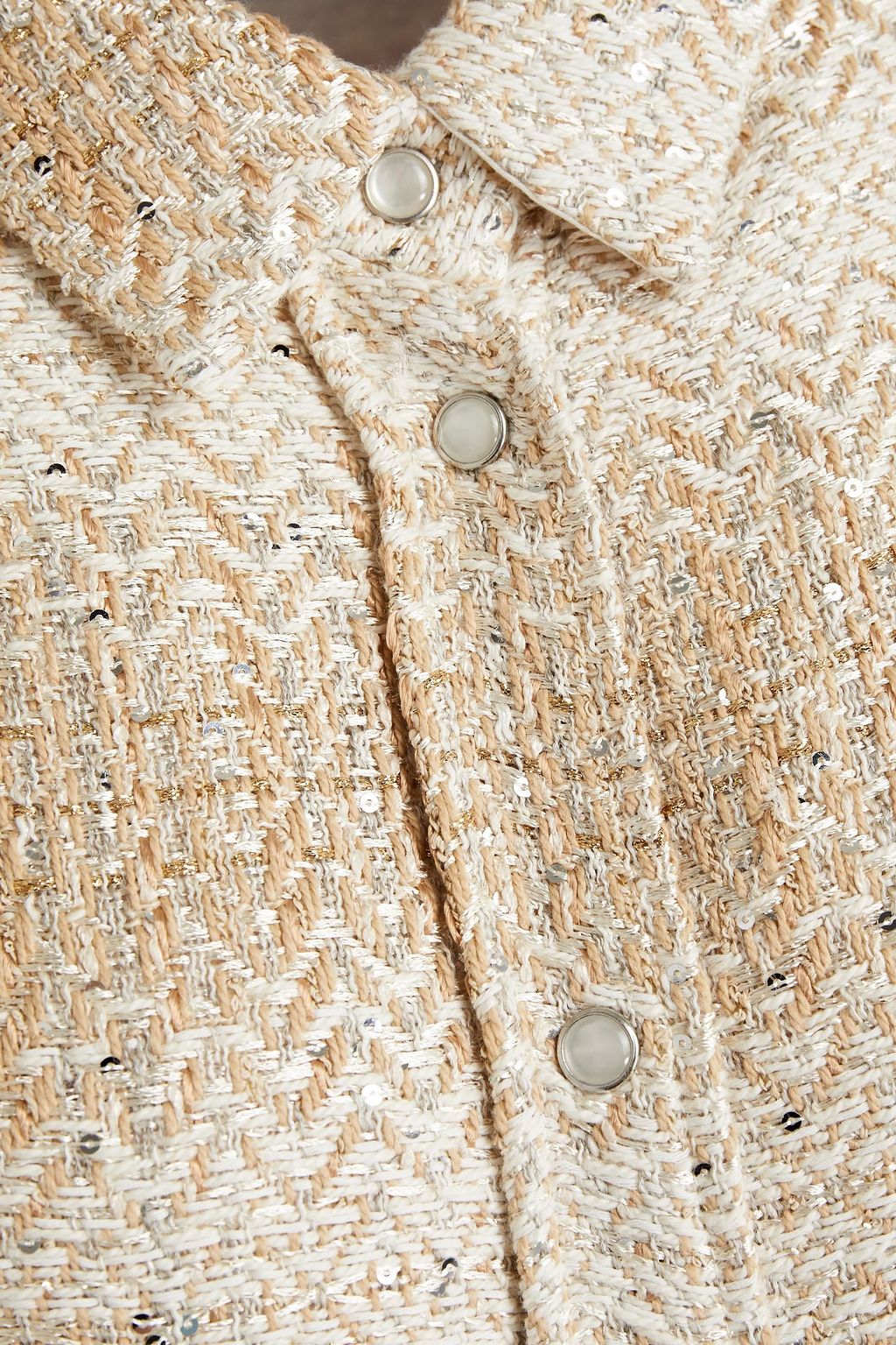 IRO Glenac frayed sequined metallic tweed shirt