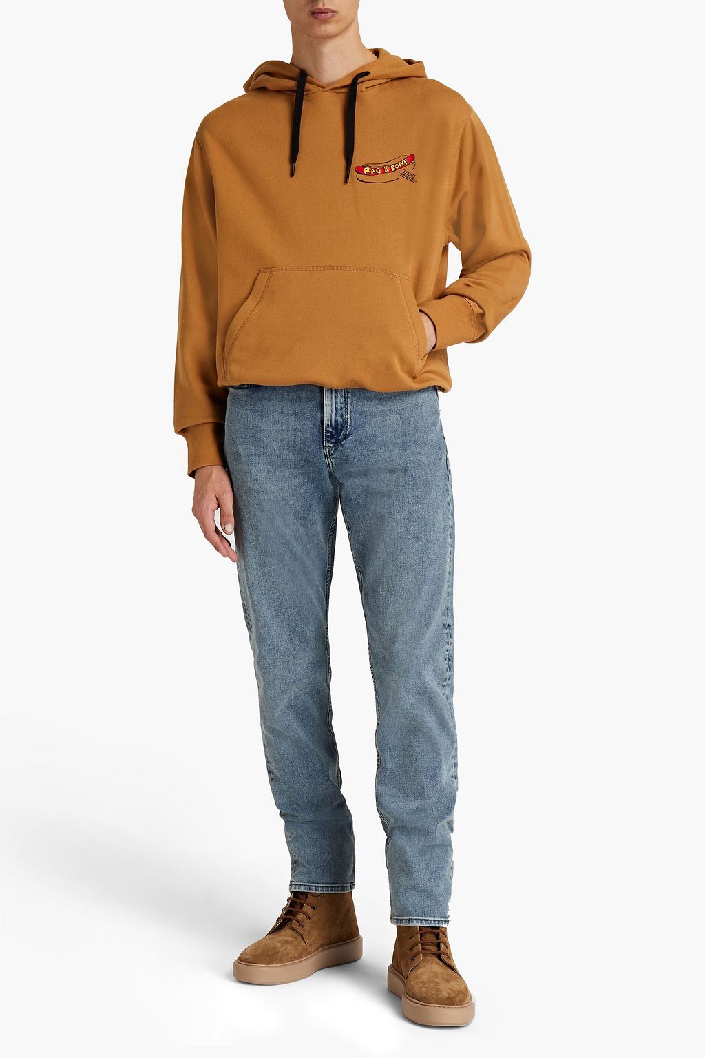 RAG & BONE Printed organic French cotton-terry hoodie