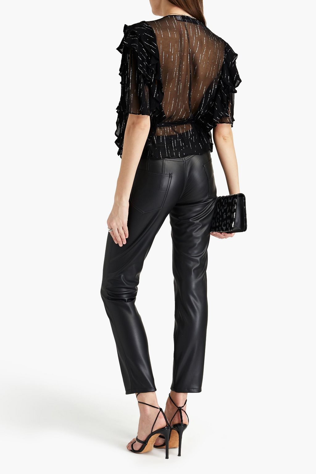 IRO Duvila ruffled metallic georgette blouse