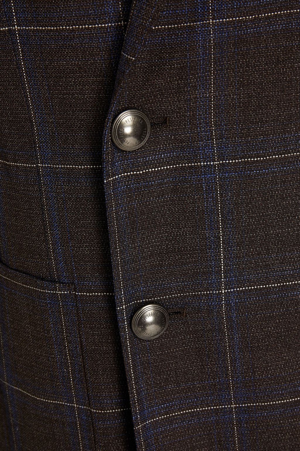 PESERICO Double-breasted checked wool-blend blazer