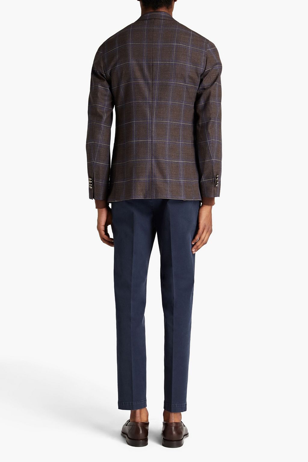 PESERICO Double-breasted checked wool-blend blazer