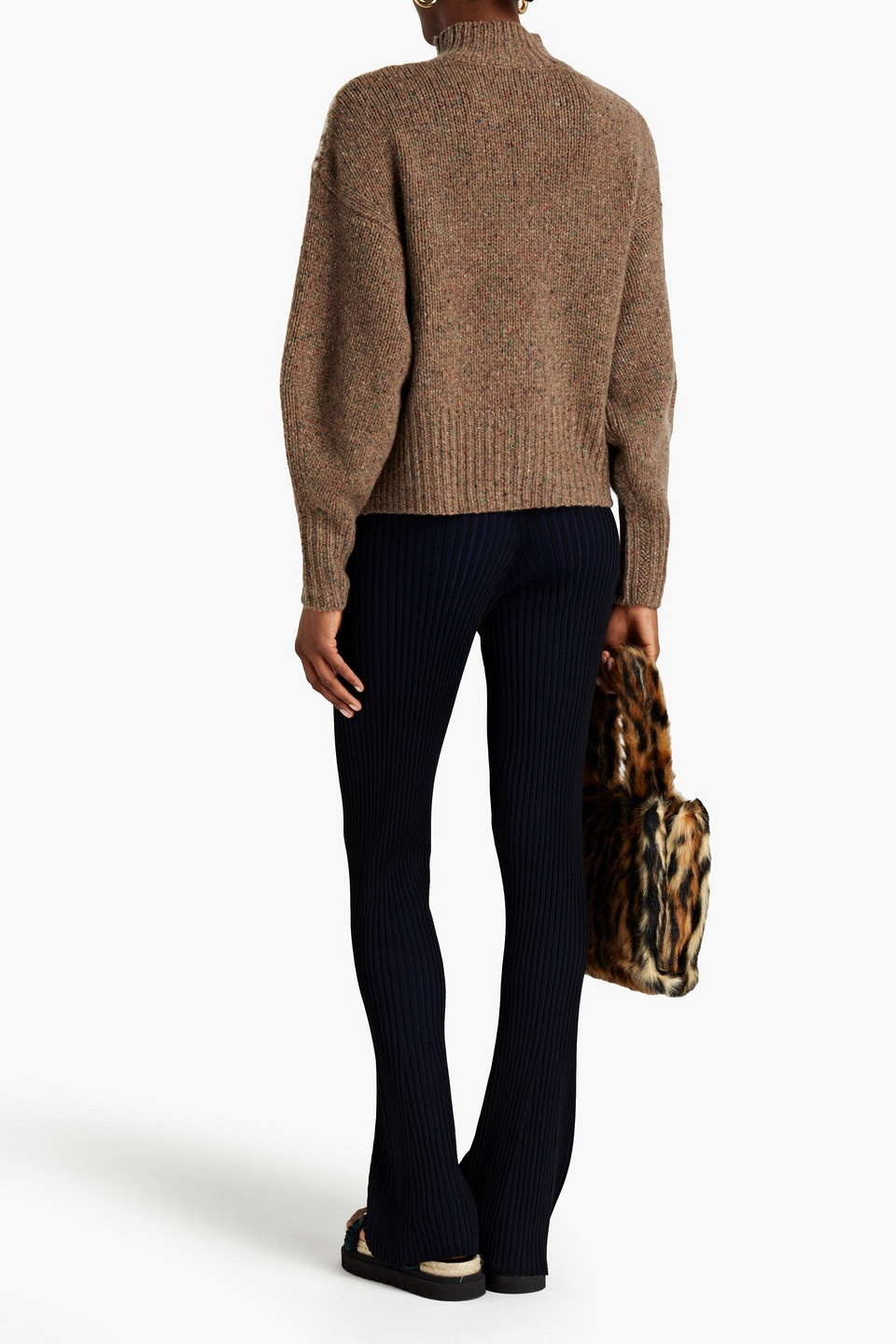 Autumn Cashmere Fair Isle Cashmere Turtleneck Sweater In Light Brown
