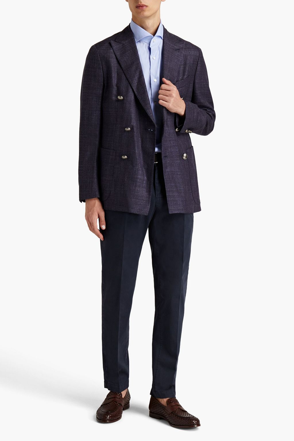 PESERICO Double-breasted wool and silk-blend tweed blazer