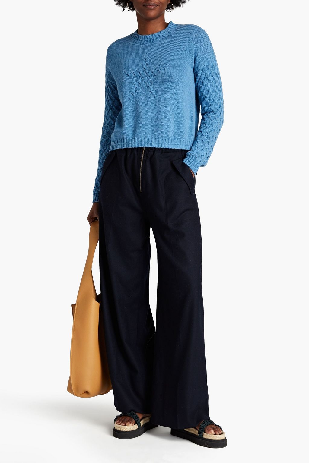 COTTON BY AUTUMN CASHMERE Mélange cable-knit cotton sweater
