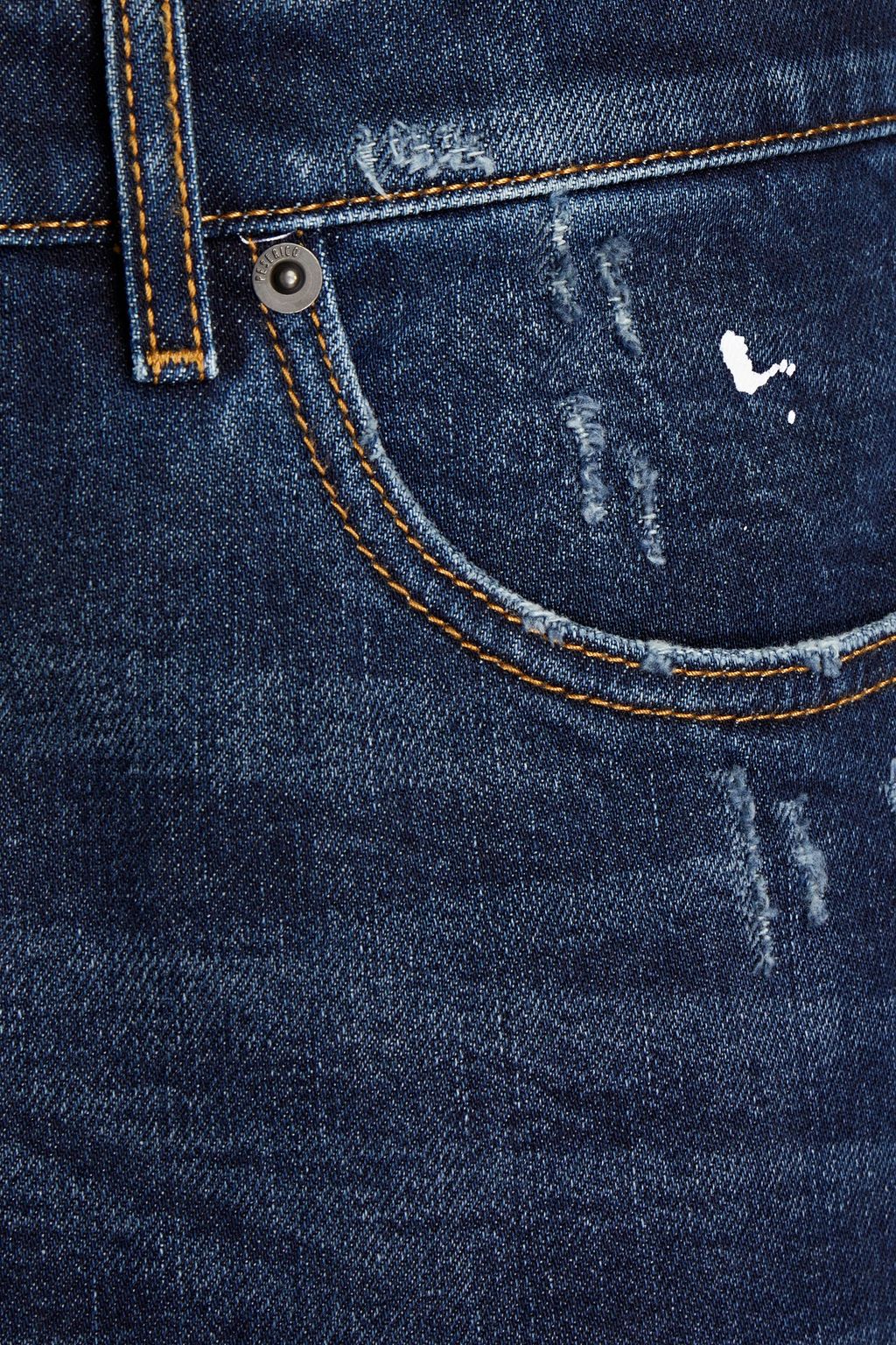 PESERICO Tapered distressed whiskered denim jeans