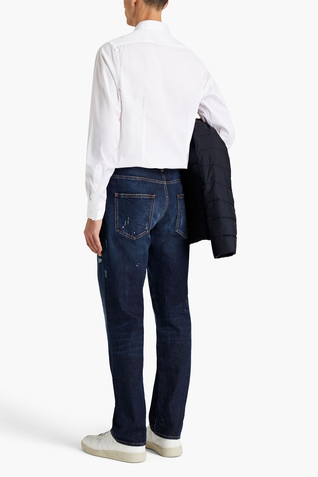 PESERICO Tapered distressed whiskered denim jeans