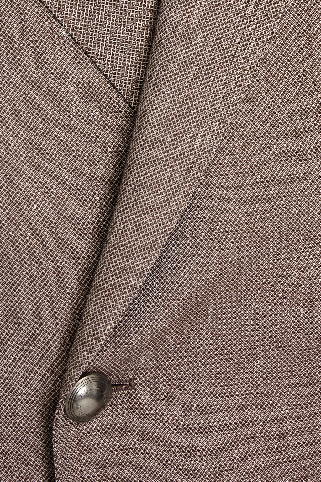 PESERICO Double-breasted wool and linen-blend piqué suit jacket
