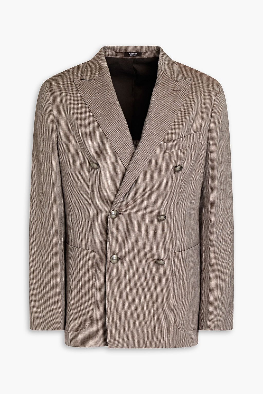 Double-breasted wool and linen-blend piqué suit jacket