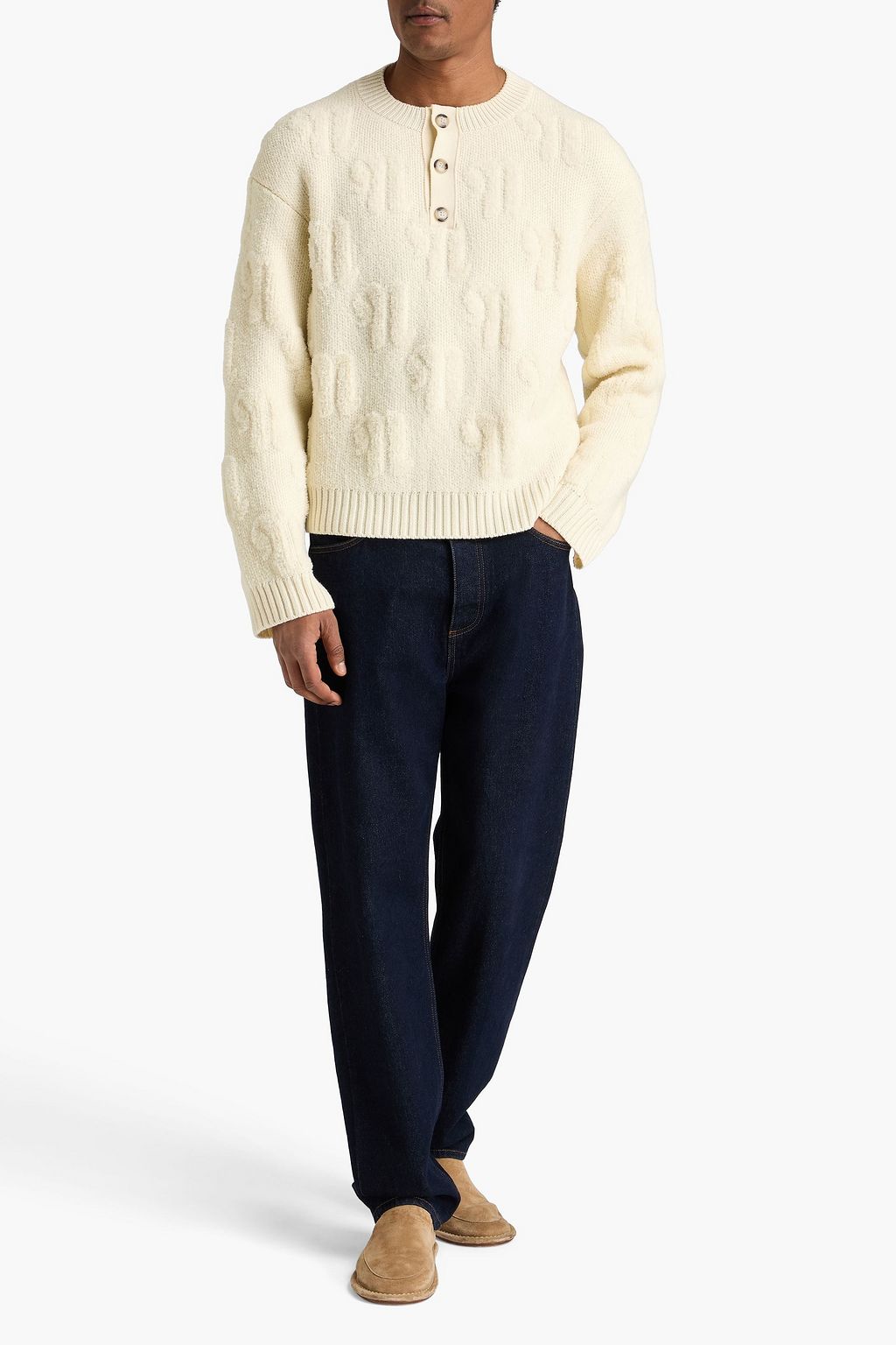 NANUSHKA Figo jacquard-knit wool Henley sweater