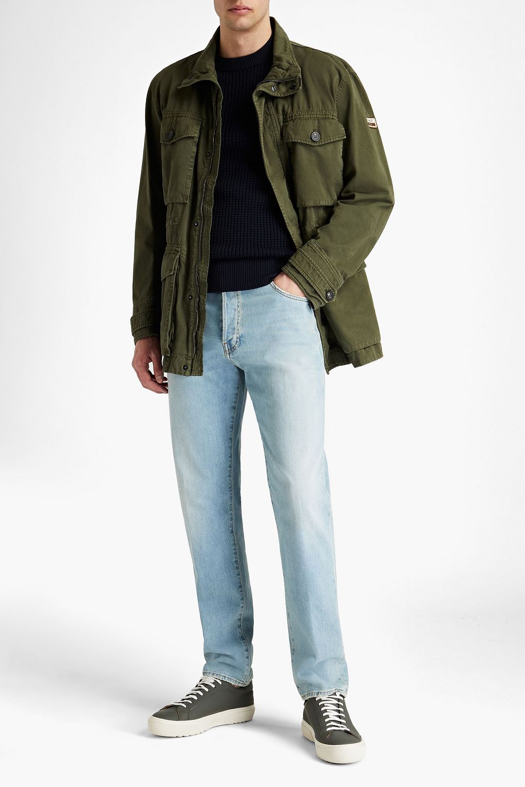PESERICO Tapered faded denim jeans
