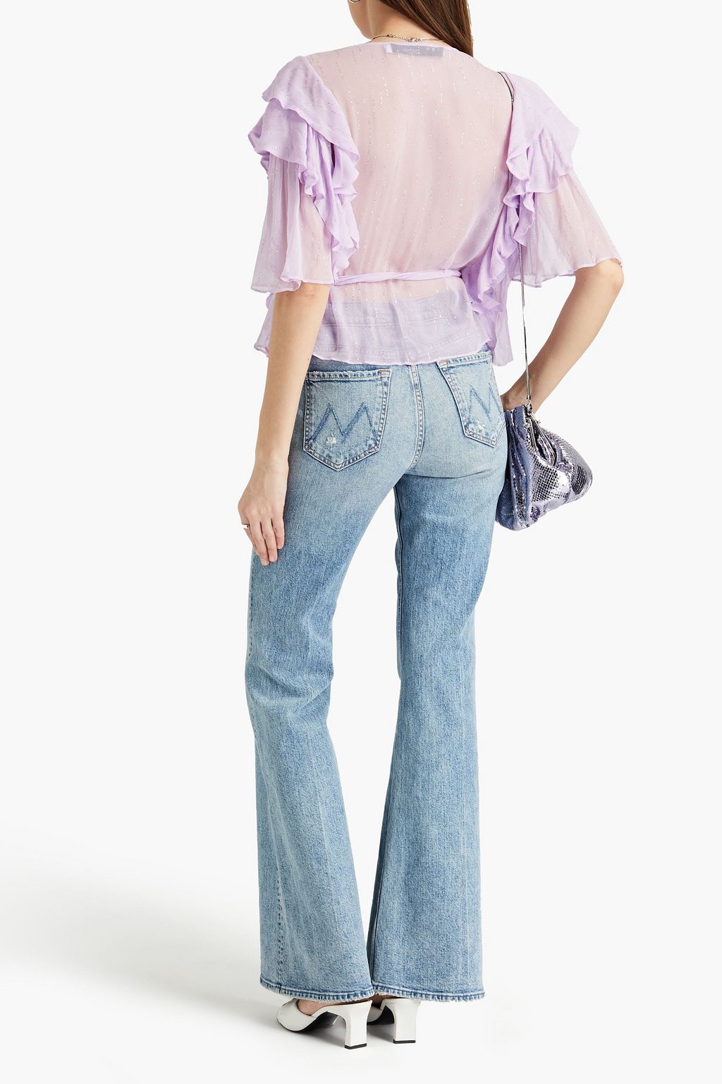 IRO Duvila ruffled metallic georgette blouse