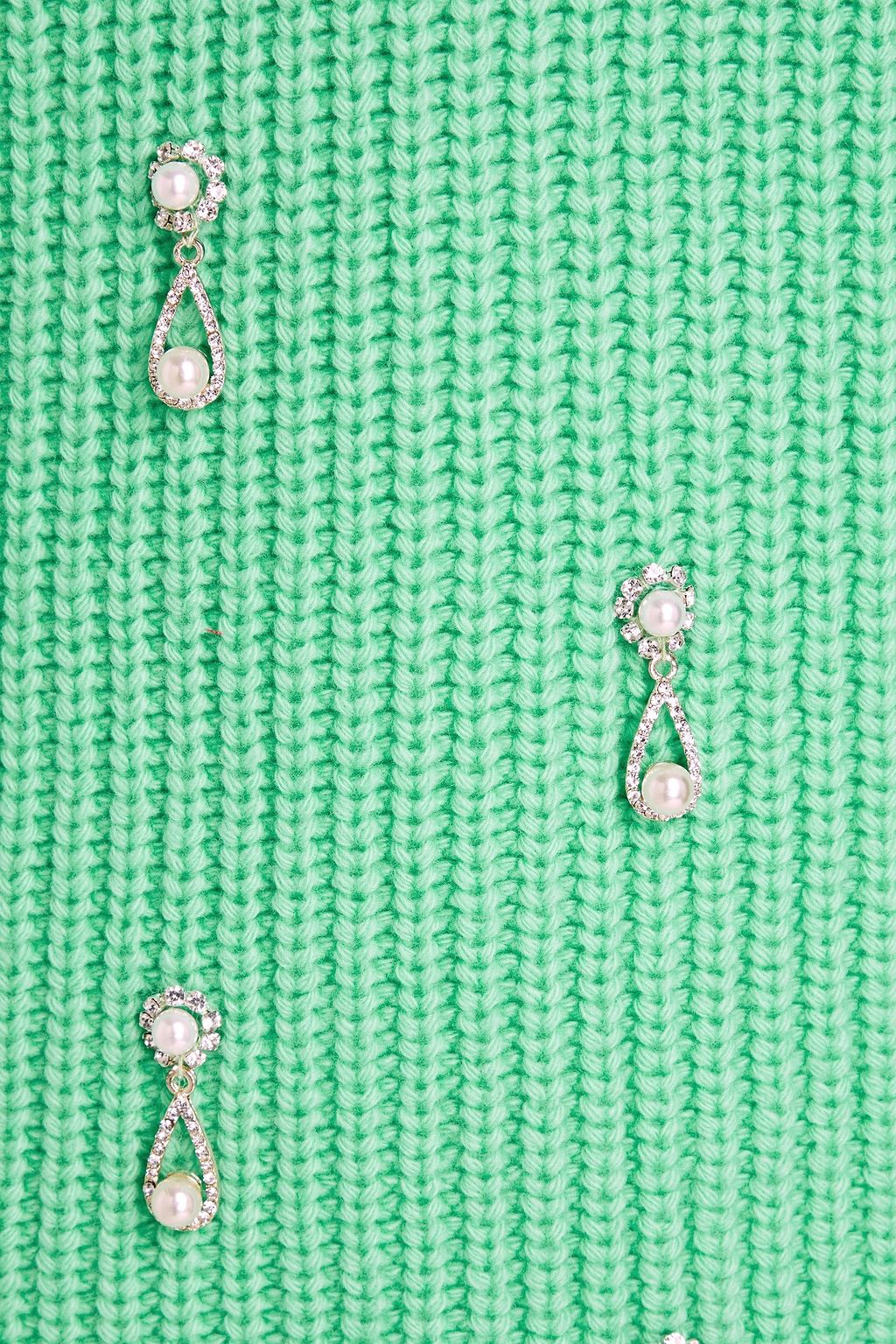 OSCAR DE LA RENTA Embellished ribbed wool turtleneck sweater