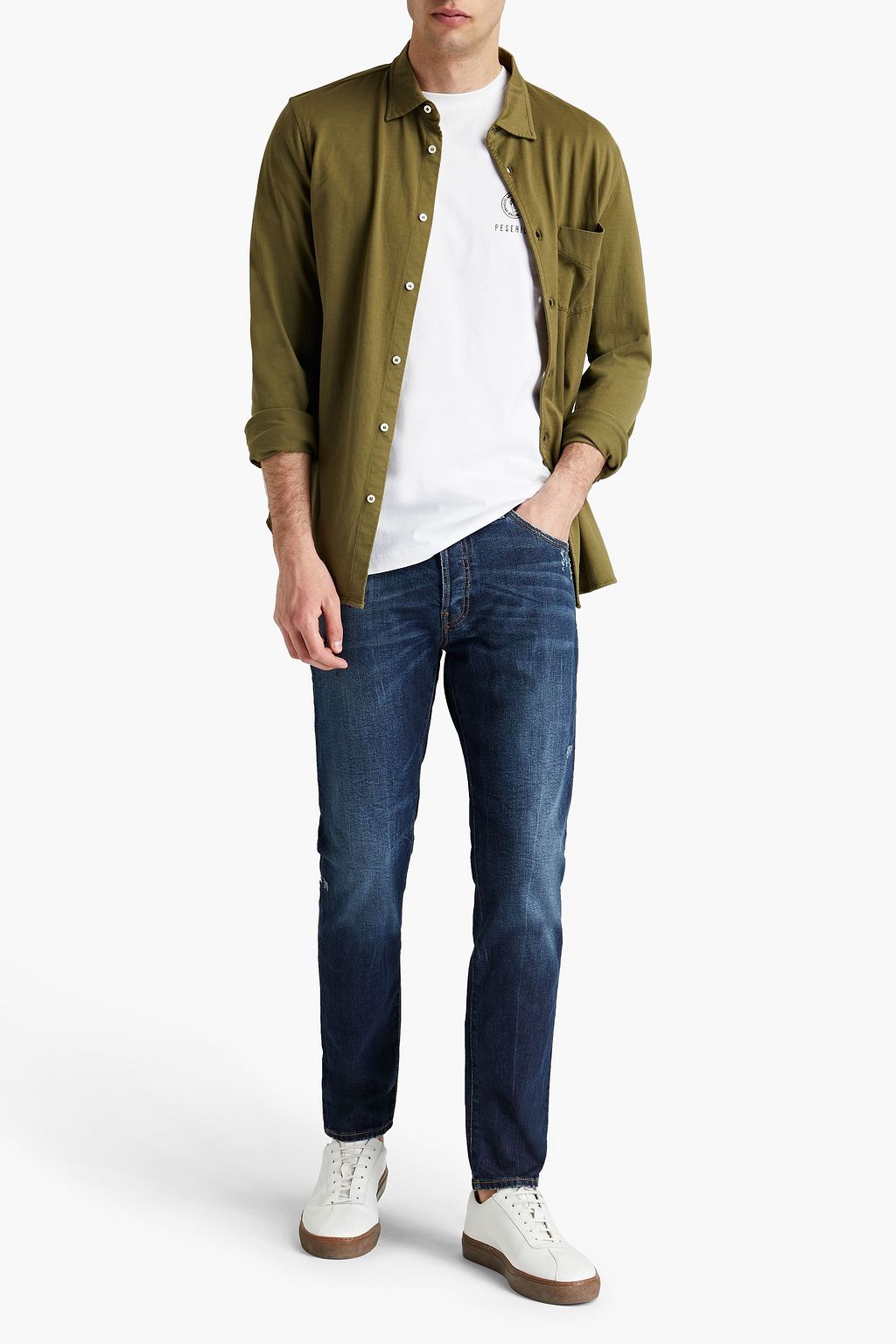 PESERICO Slim-fit distressed denim jeans