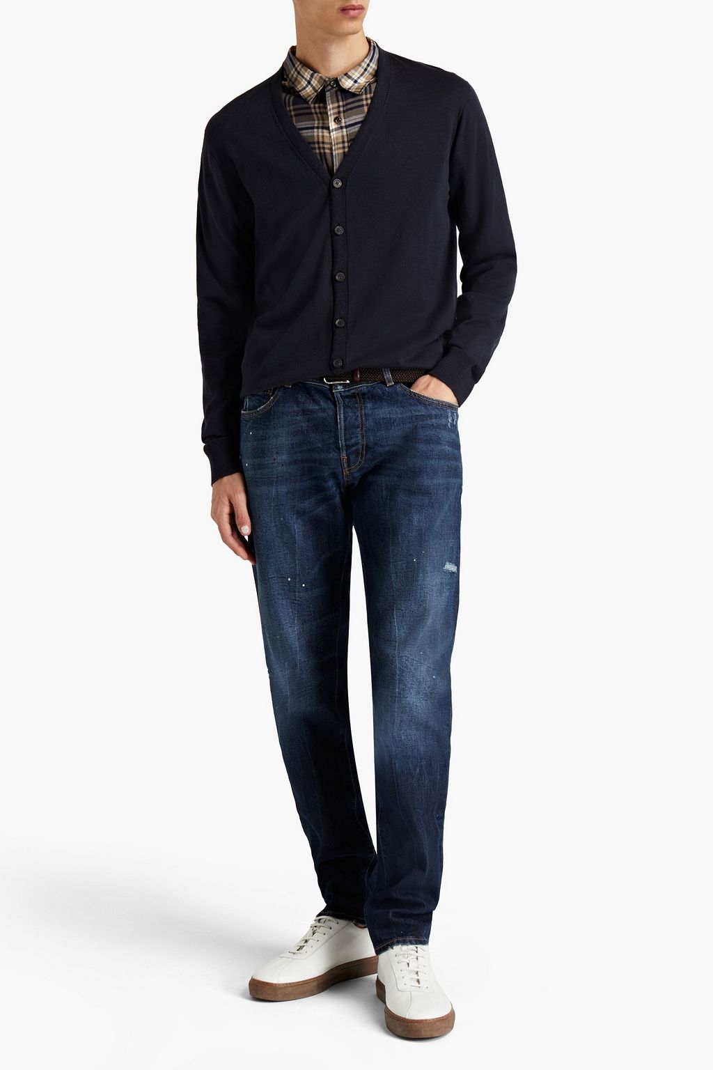 PESERICO Slim-fit distressed denim jeans