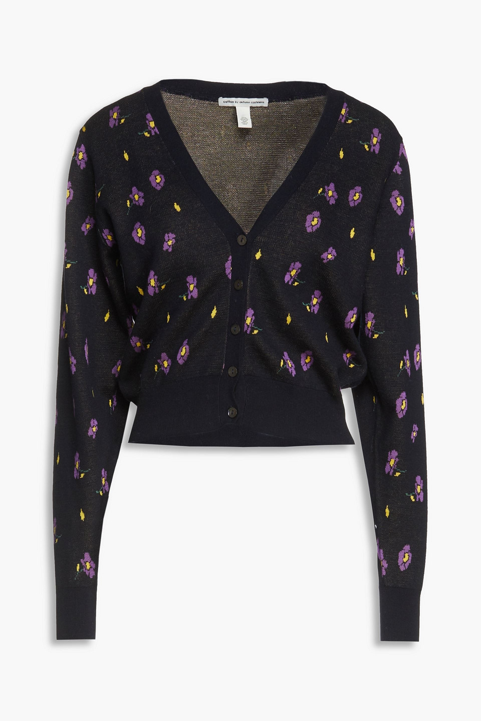 Autumn Cashmere Floral-jacquard Cotton Cardigan In Blue