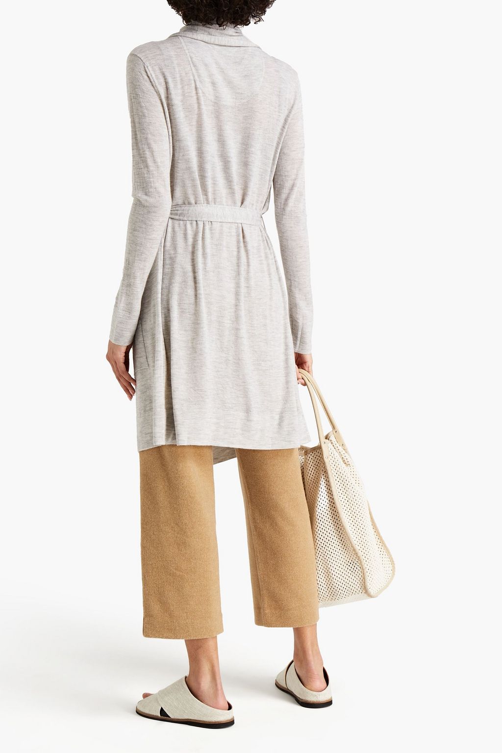 AUTUMN CASHMERE Belted mélange cashmere cardigan
