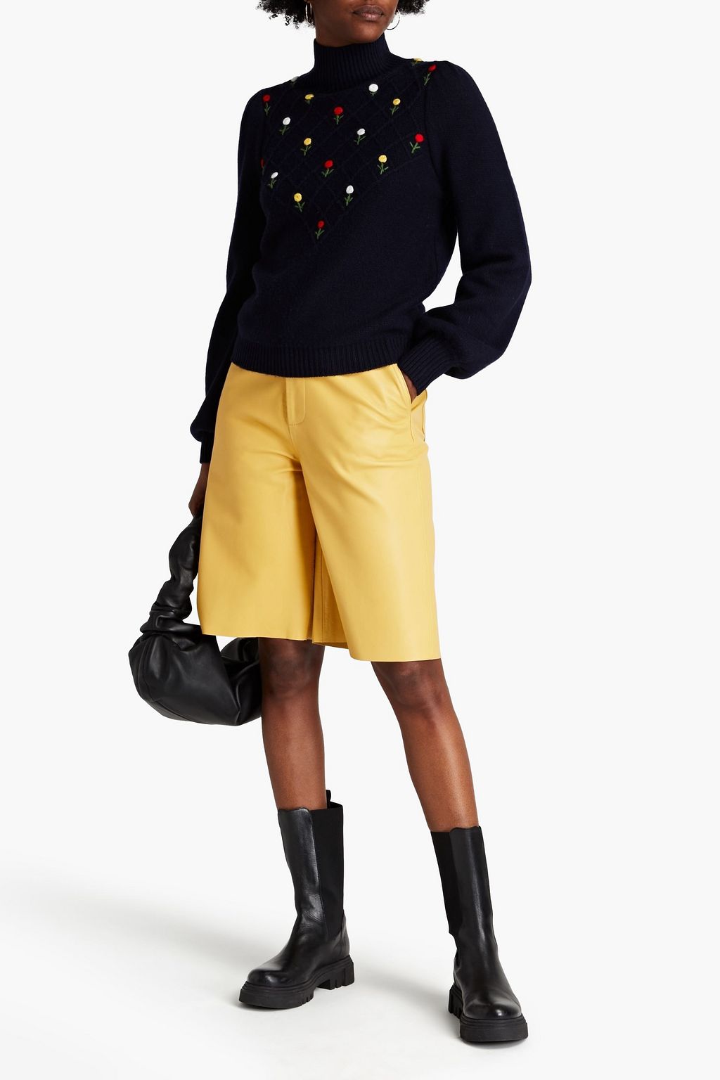 AUTUMN CASHMERE Juliette embroidered knitted turtleneck sweater