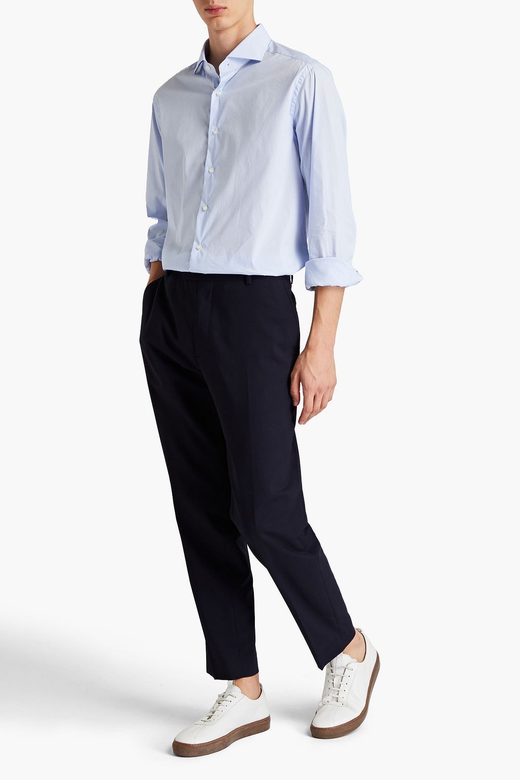 PESERICO Striped stretch-cotton poplin shirt