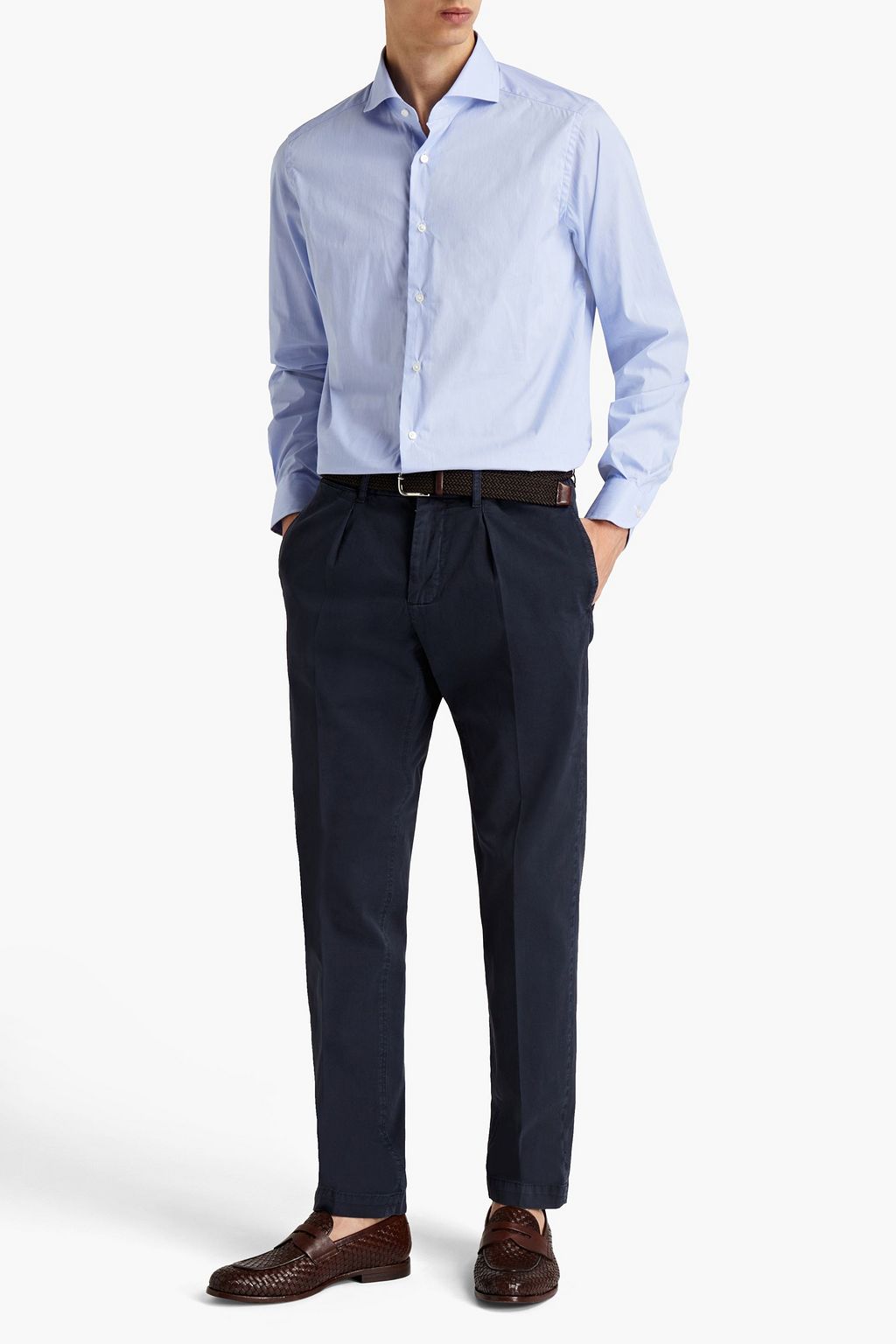 PESERICO Stretch-cotton poplin shirt