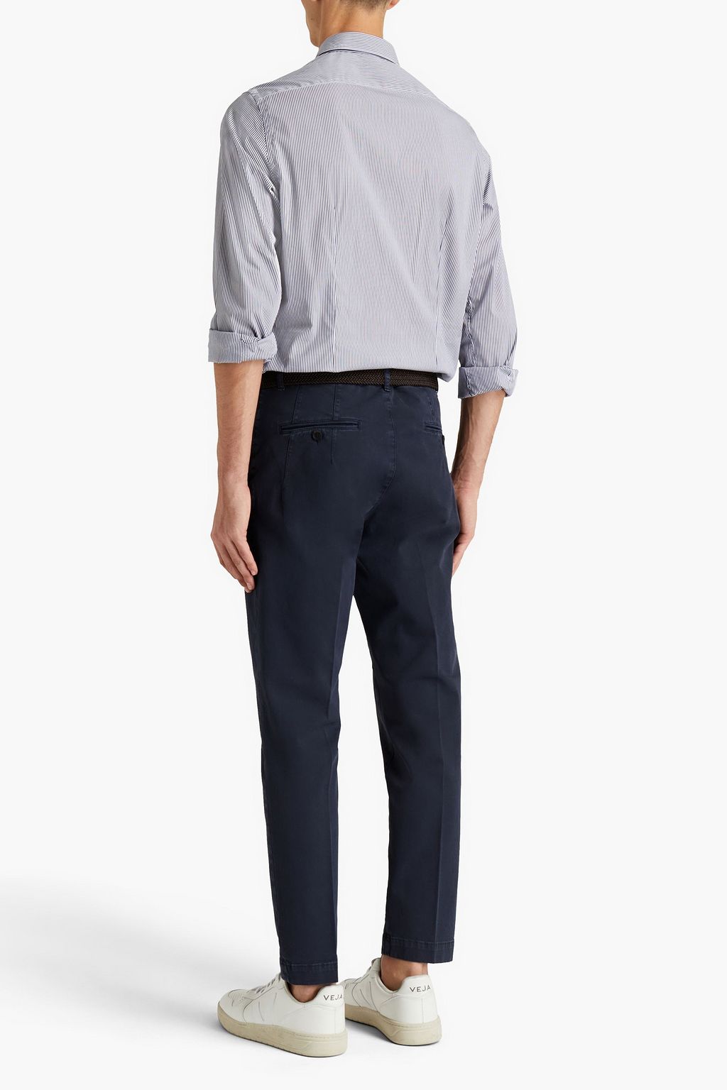 PESERICO Striped cotton-blend poplin shirt