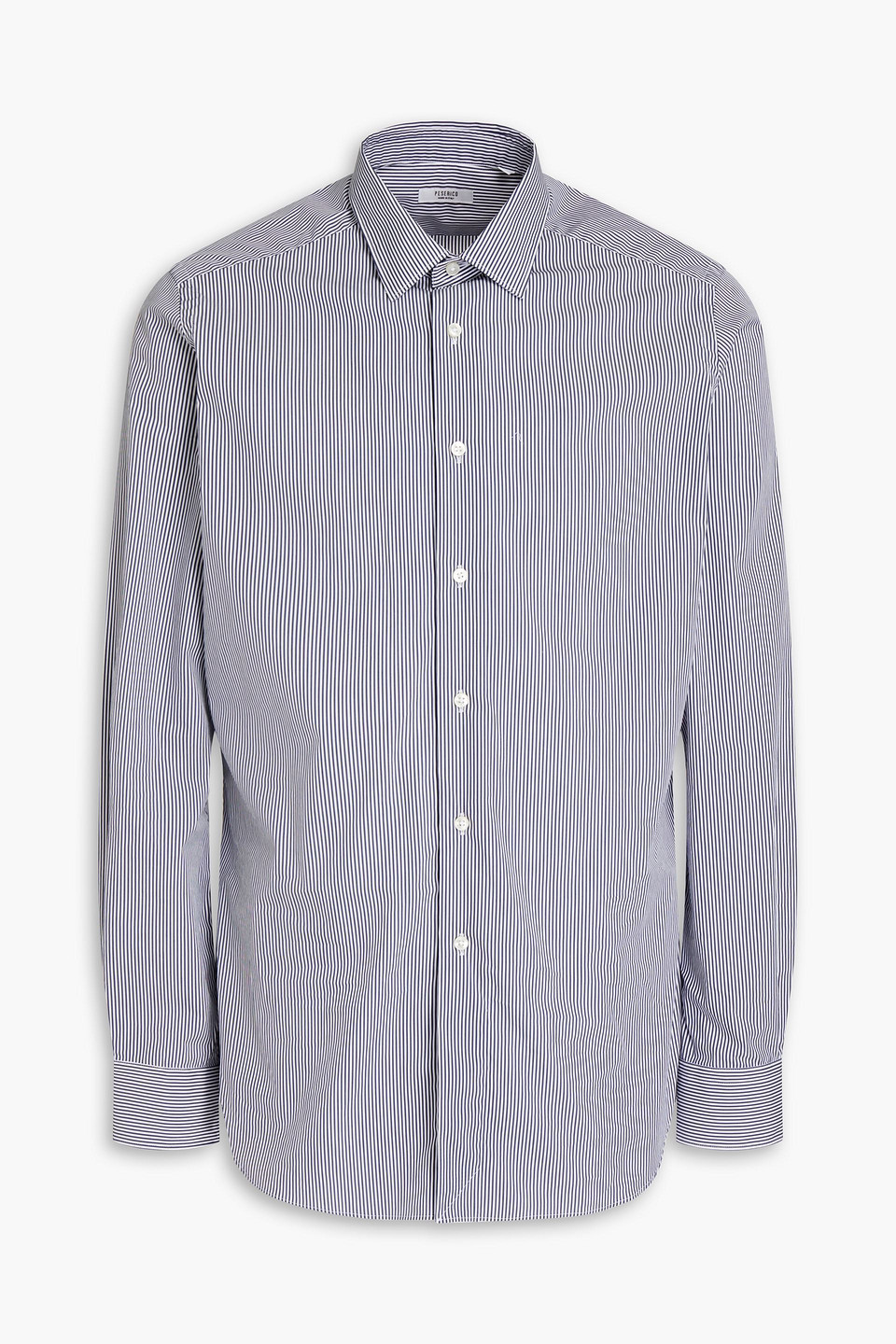 Striped cotton-blend poplin shirt