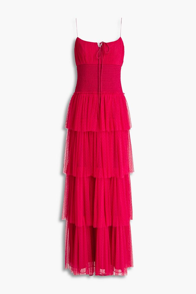 Tiered point d'esprit maxi dress