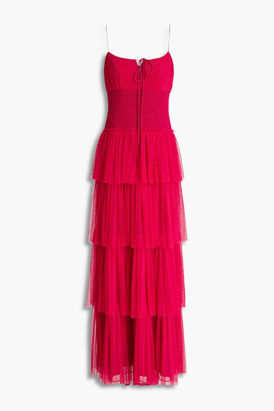 ML Monique Lhuillier - Tiered point d'esprit maxi dress - Pink - US 10