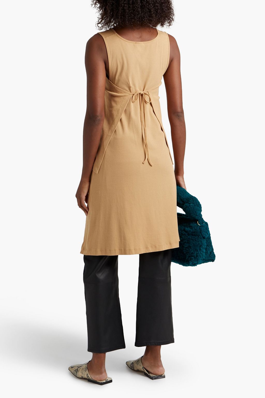ROSETTA GETTY Tie-back layered cotton-jersey tank