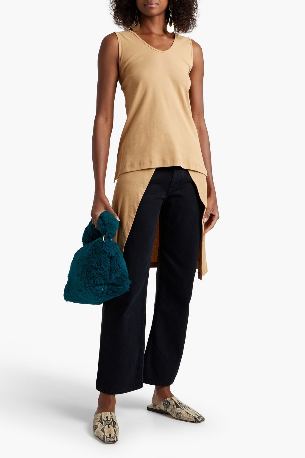ROSETTA GETTY Tie-back layered cotton-jersey tank