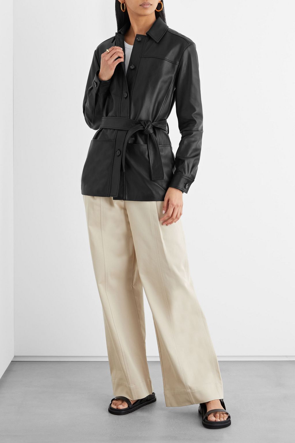 IRIS & INK Antoinette belted leather jacket