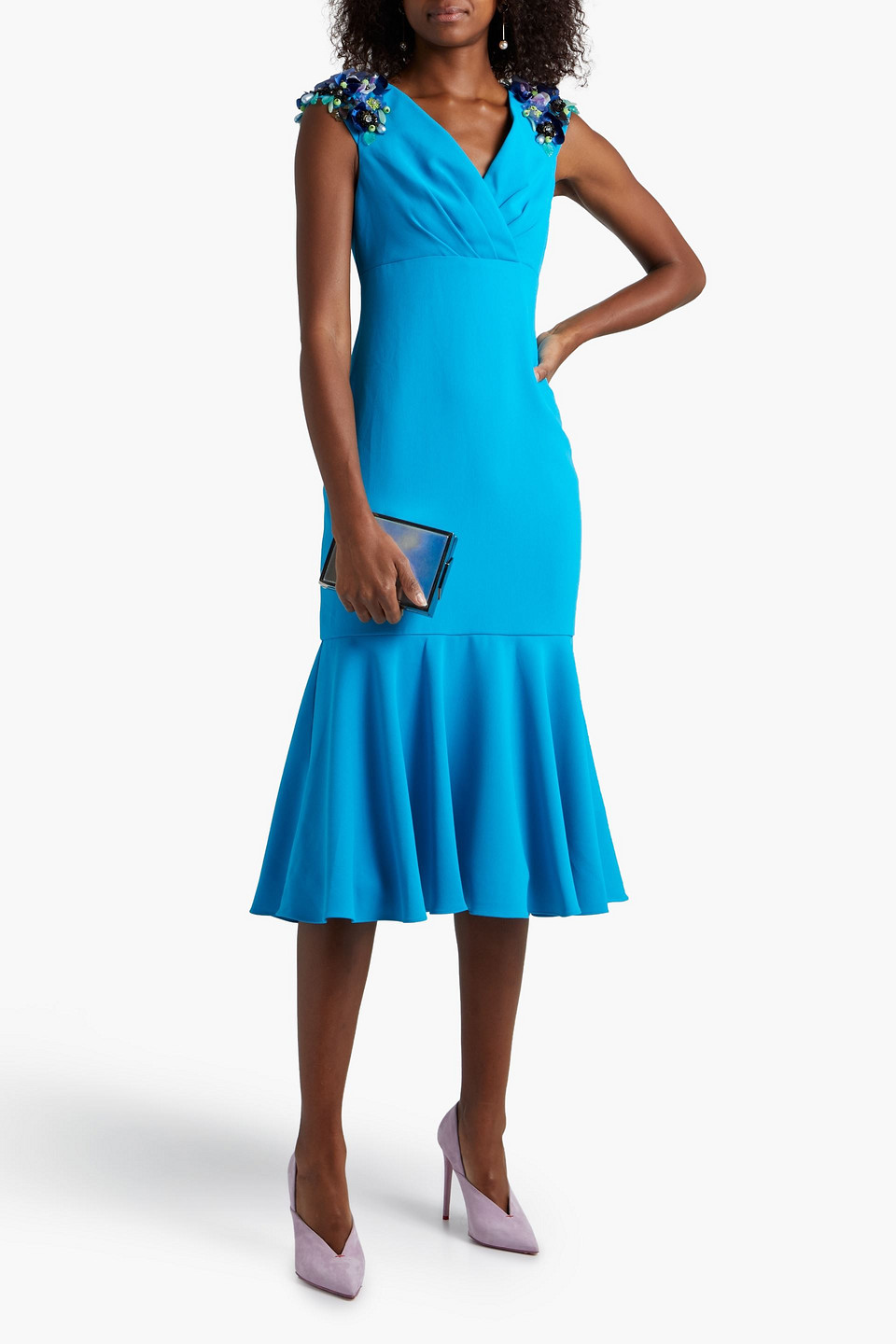badgley mischka blue floral dress $1190 Badgley Mischka Women's Blue Floral Puff Sleeve Belted Gown Dress  Size 2
