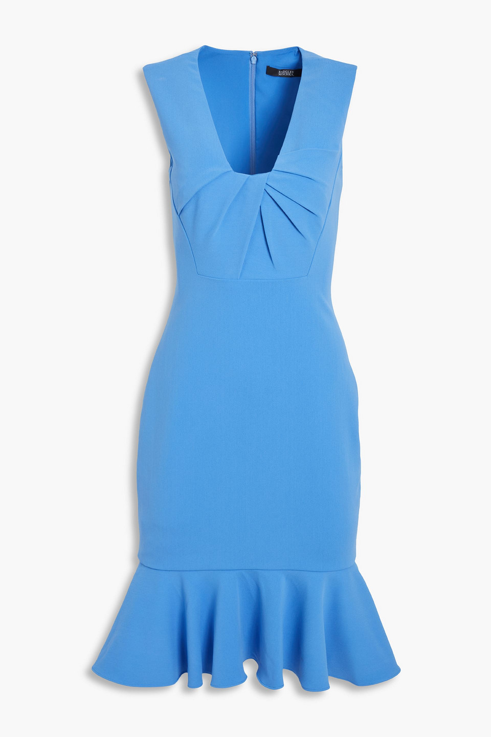 Badgley Mischka Fluted pleated crepe dress